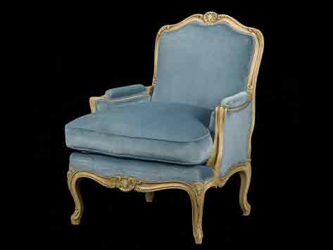 Classic Hand-Carved Wooden Armchair with Velvet Upholstery (Blue / Black Options)