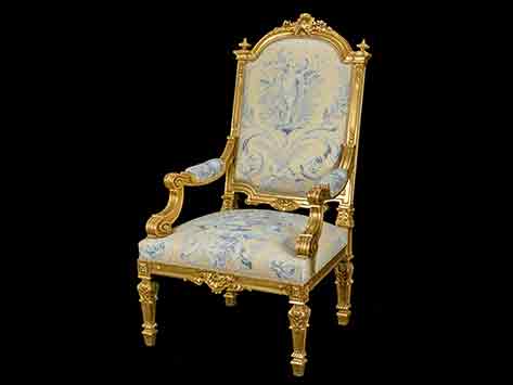 Classic Giltwood Armchair with Cherub Toile de Jouy Upholstery