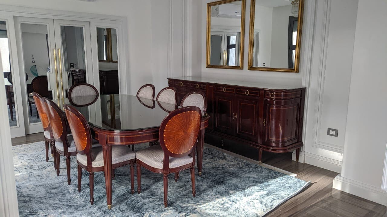 Luxury Classic Mahogany Dining Room Set with Marquetry & Gilt Bronze