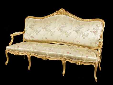 Classic Giltwood Salon Set with Floral Brocade Upholstery